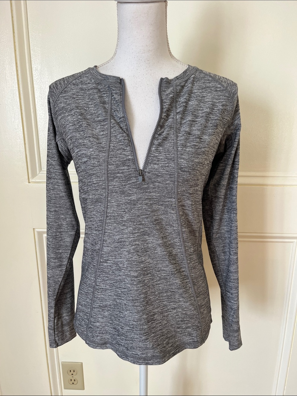 Athleta Heathered Gray Half-Zip Athletic Pullover